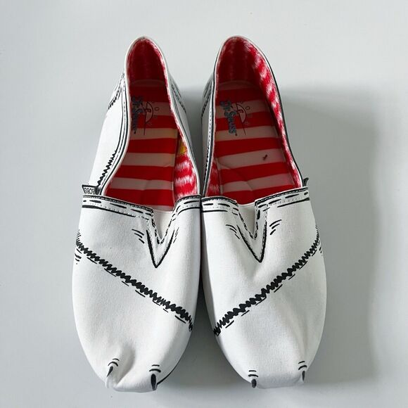 Bobs Skechers Plush Dr. Suess Canvas White Black Memory Foam Shoes Sneakers 10 - Picture 3 of 16